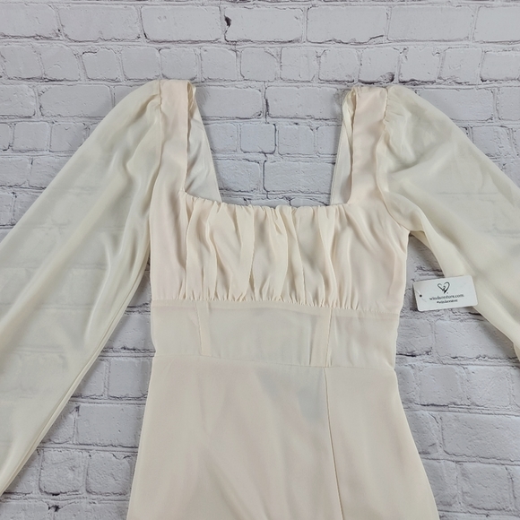 Windsor Size Small Kaylee Formal Chiffon Lace-Up Long Dress  Cream NEW - Picture 3 of 11